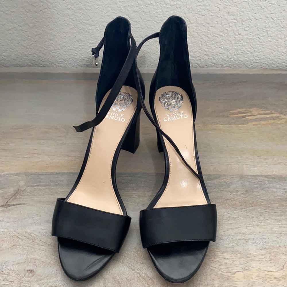 Vince Camuto black leather heels